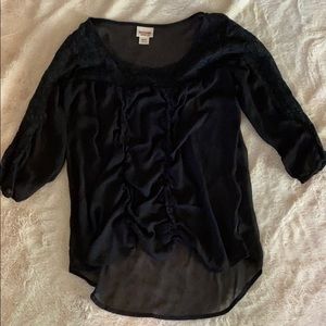 Black Sheer Blouse with lace detail